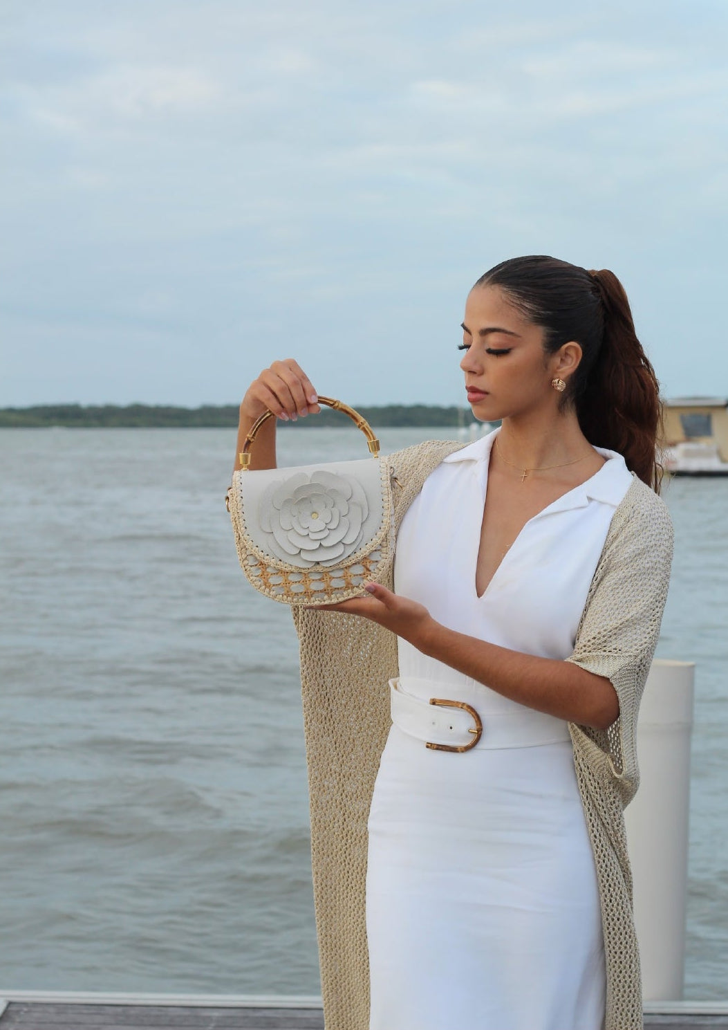 BOLSA ETRUSCA FLEUR BAMBOO OFF WHITE