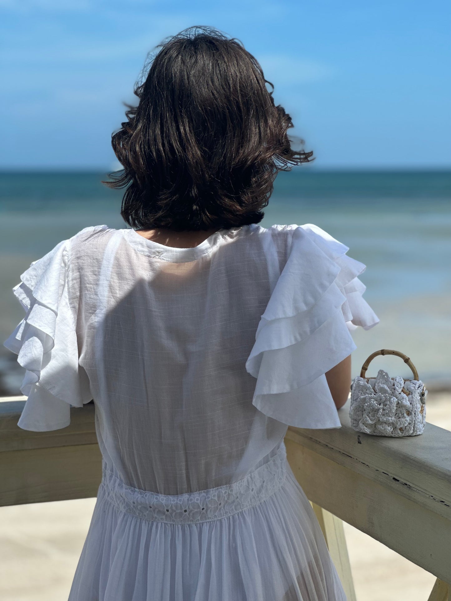 BOLSA BABY CROCHET FLOWER WHITE