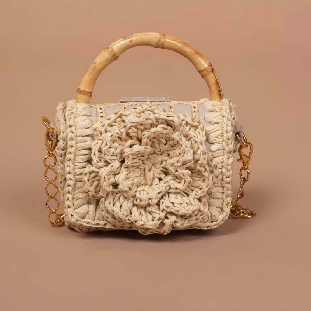 BOLSA BABY CROCHET FLOWER BEIGE