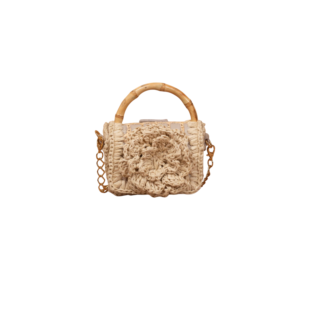 BOLSA BABY CROCHET FLOWER BEIGE