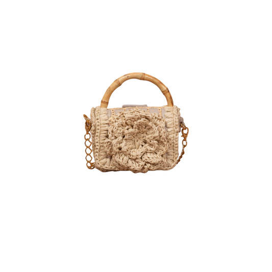 BOLSA BABY CROCHET FLOWER BEIGE