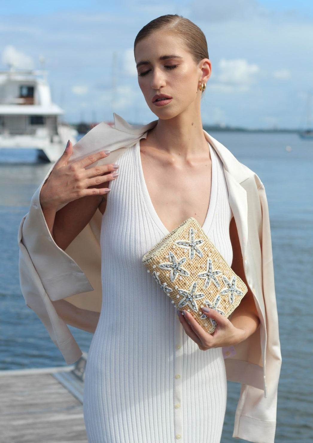 CLUTCH NATURE VERSILIA CLEAR CRYSTALS