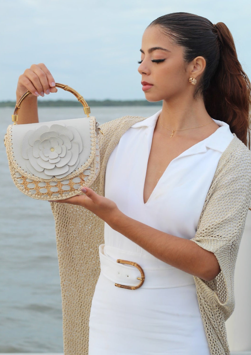 BOLSA ETRUSCA FLEUR BAMBOO OFF WHITE