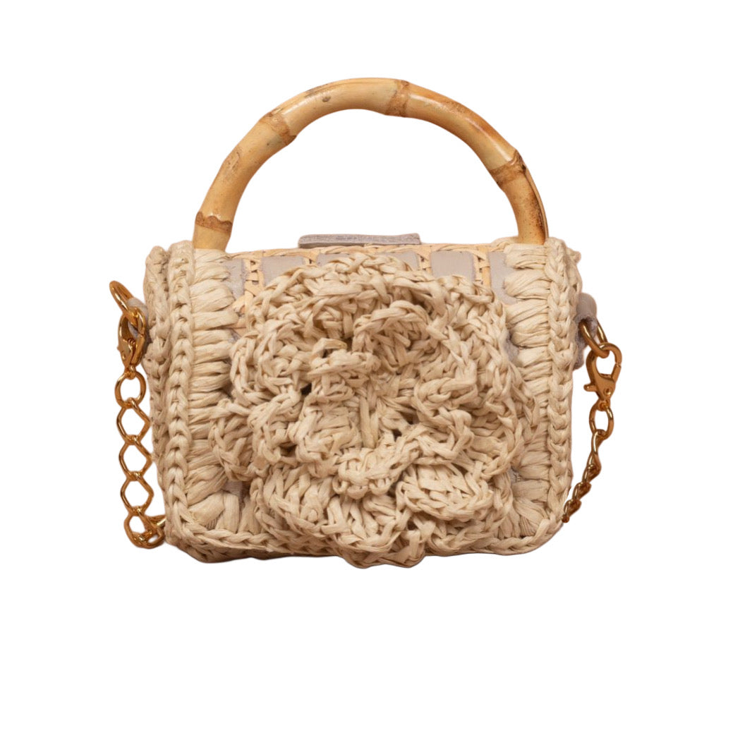 BOLSA BABY CROCHET FLOWER BEIGE