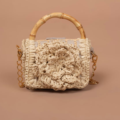BOLSA BABY CROCHET FLOWER BEIGE