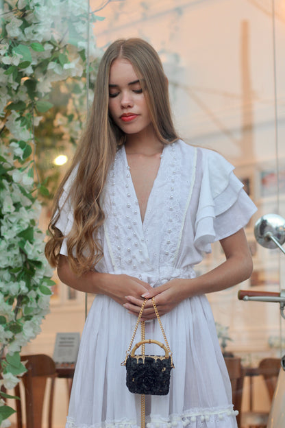 BOLSA BABY CROCHET FLOWER BLACK