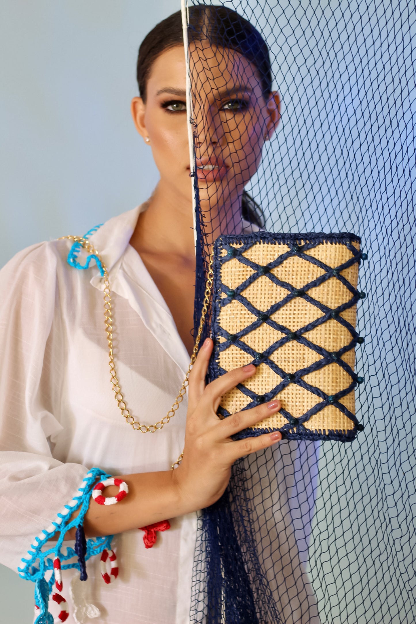 CLUTCH JEWEL AGATE BLUE