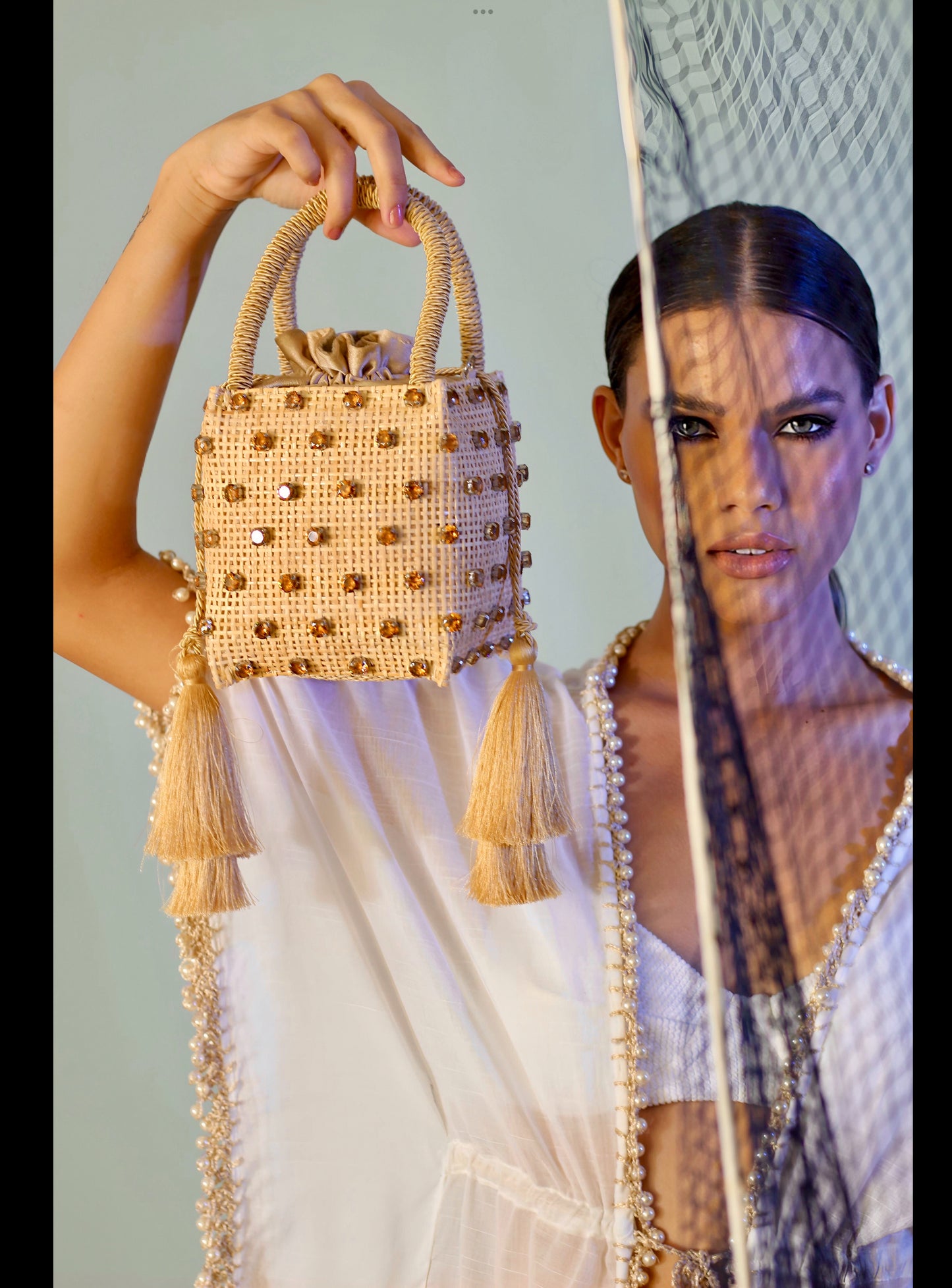 BOLSA KUBE JEWEL ZIRCON CHAMPAGNE