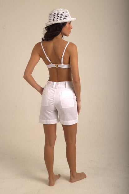 SHORTS RENAISSANCE PALM TREE BRANCO
