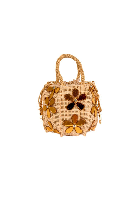 BOLSA KIKI REFLEXE FLEURI GOLD