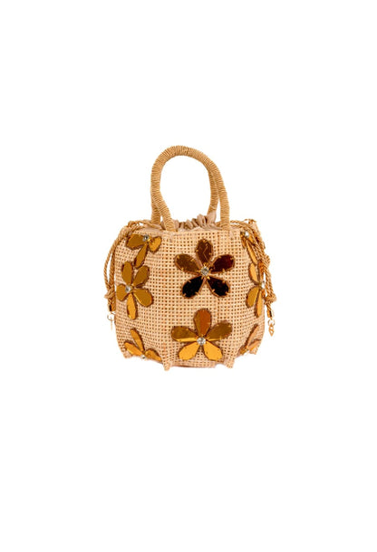 BOLSA KIKI REFLEXE FLEURI GOLD